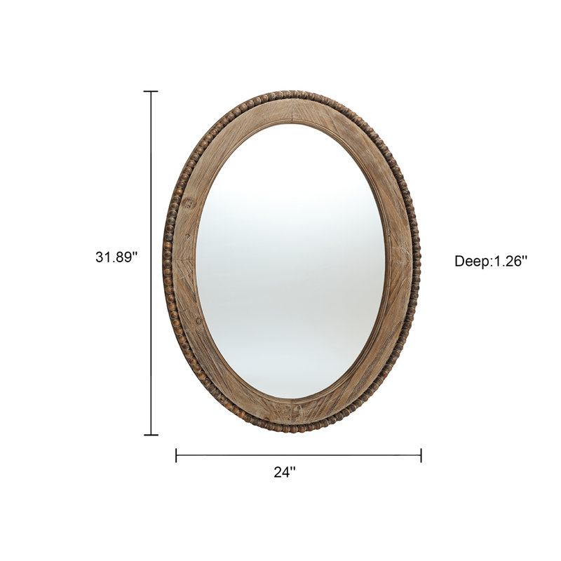Dakota Fields Lynwood Farmhouse Wood Oval Wall Mirror & Reviews | Wayfair pertaining to Exploring the Versatile Applications of 29 Farmhouse Bronze Oval Mirrors