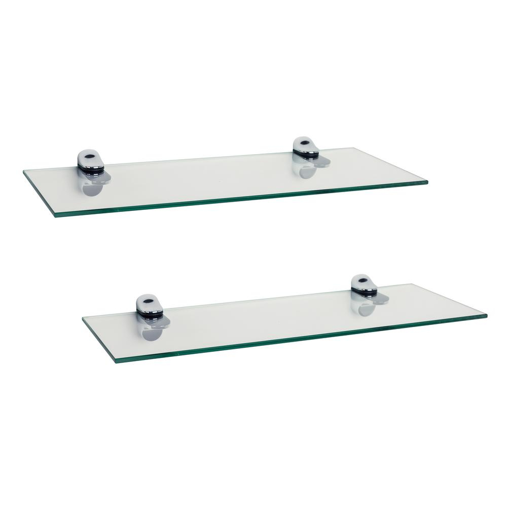 Danya B Pristine 16 In. W X 2 In. H. Clear Glass Floating Shelves With ... inside Mastering the Installation Process for Clear Glass Floating Shelves