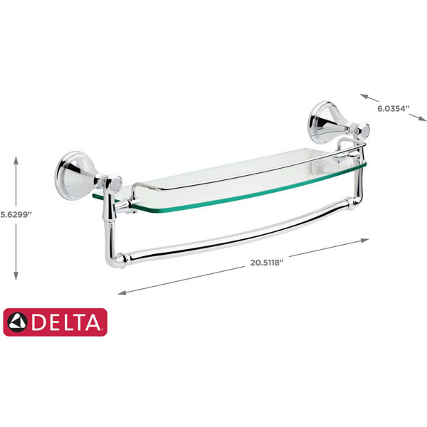 Delta Cassidy 18 In. Glass Shelf With Towel Bar & Reviews | Wayfair in Exploring the Aesthetic Appeal of Delta Cassidy 24" Glass Storage Solutions