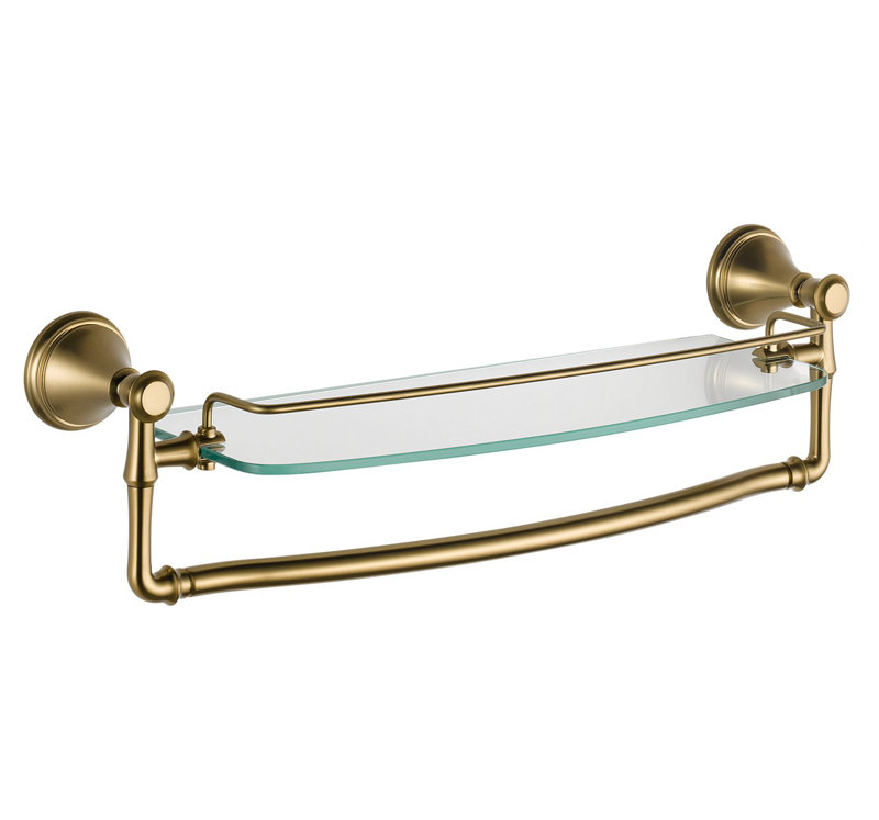 Delta Cassidy 18 In. Glass Shelf With Towel Bar & Reviews | Wayfair regarding Delta Cassidy 24" Glass Shelf