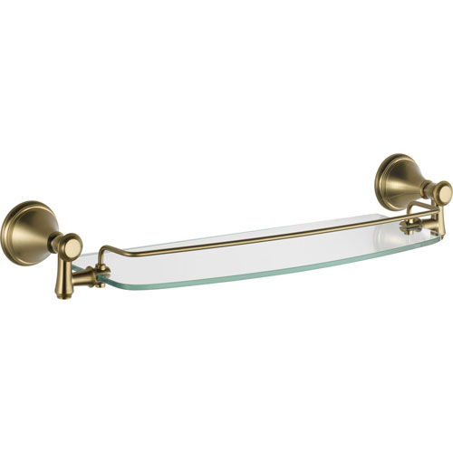 Delta Cassidy Champagne Bronze 18" Glass Shelf With Removable Towel Ba ... in Exploring the Aesthetic Appeal of Delta Cassidy 24" Glass Storage Solutions
