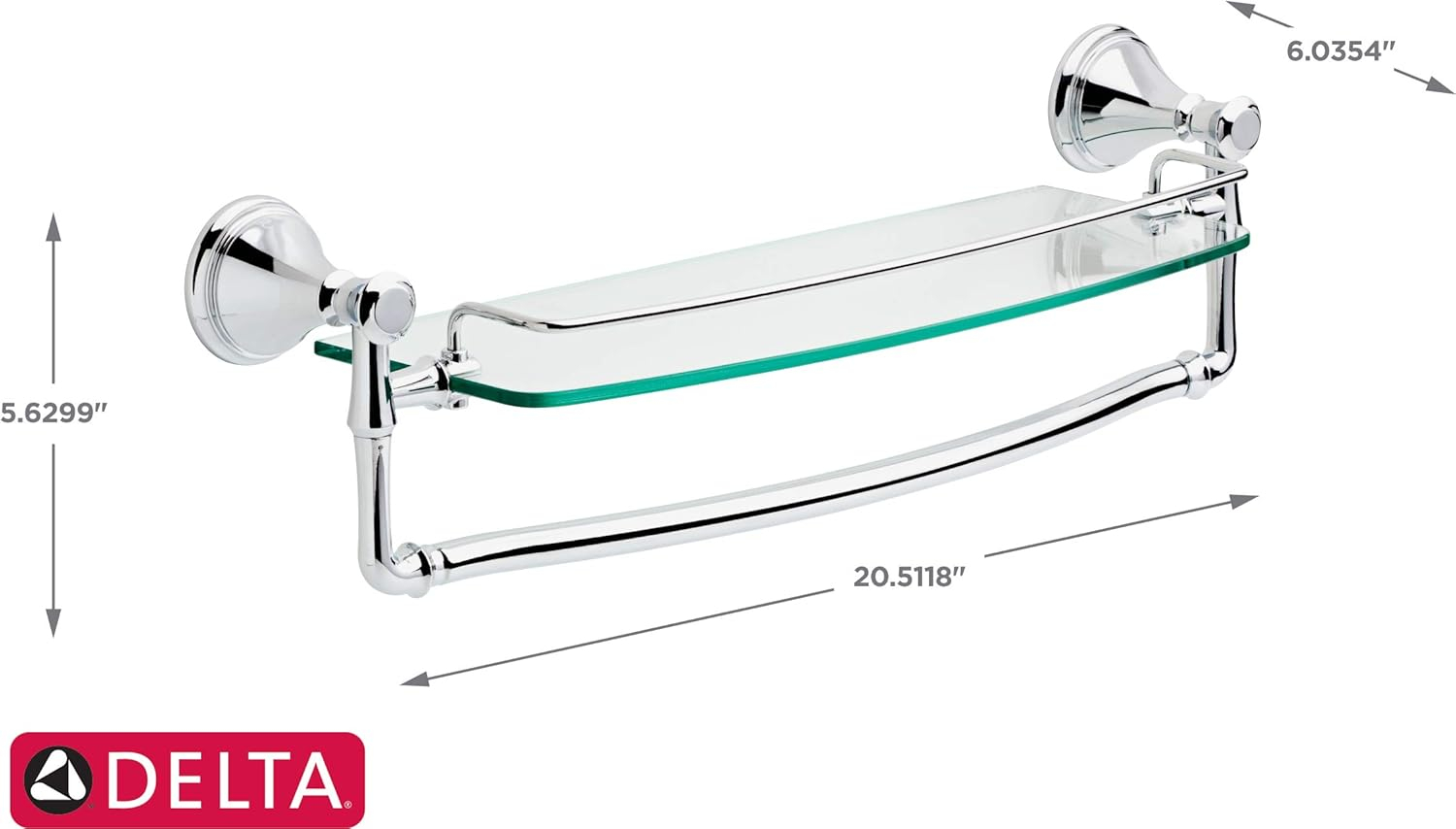 Delta Cassidy Towel Rack With Glass Shelf, Chrome Bathroom Towel Holder ... with Delta Cassidy 24" Glass Shelf
