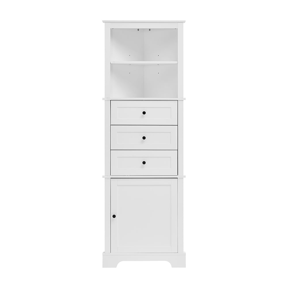 Demifill White Triangle Tall Cabinet With 3 Drawers And Adjustable ... for 68" Tall Freestanding Bath Cabinet, 3 Drawers And Adjustable Shelf, White