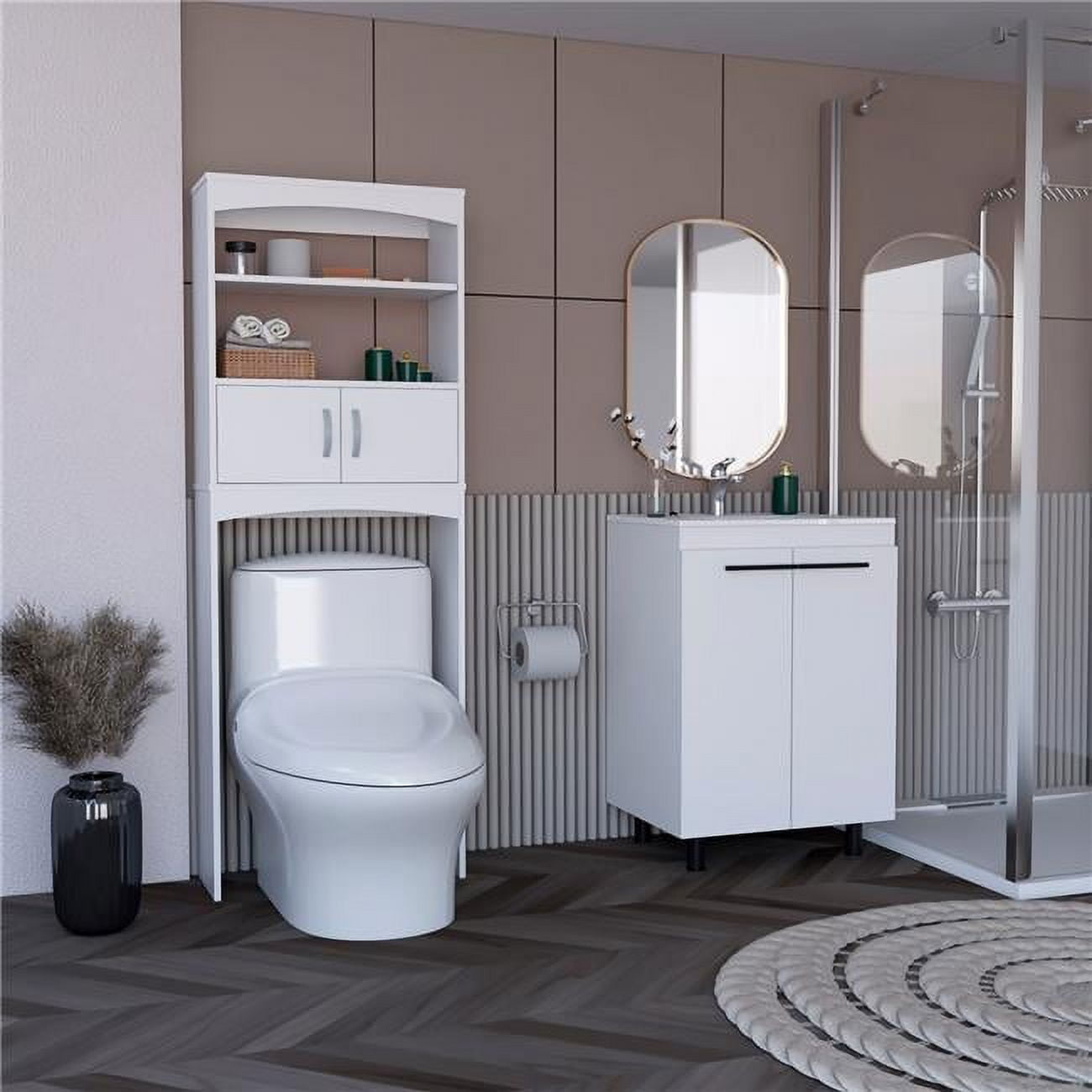 Depot E-Shop Alder 2 Piece Bathroom Set, Over The Toilet Cabinet + Free ... with Depot E-Shop Montana 2Piece Bathroom Set,Bathroom Vanity And Linen Cabinet,White