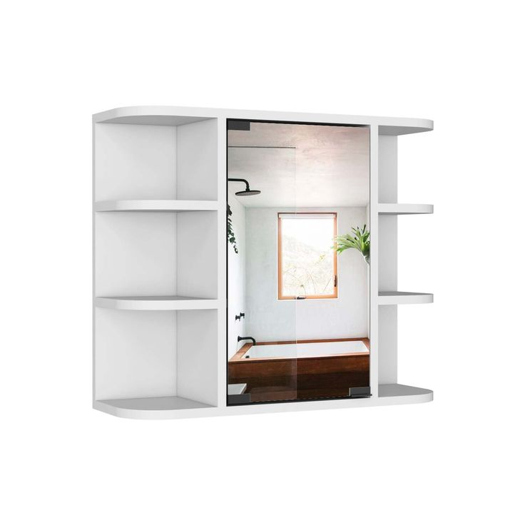 Depot E-Shop Roma Mirrored 19H" Medicine Cabinet, Six External Shelves ... with regard to Roma Mirrored Medicine Cabinet White