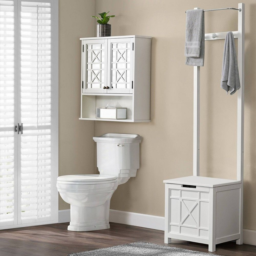 Derby Laundry Hamper With Cushioned Seat And Towel Rack White ... intended for How The Derby Collection Linen Cabinet Enhances Household Organization