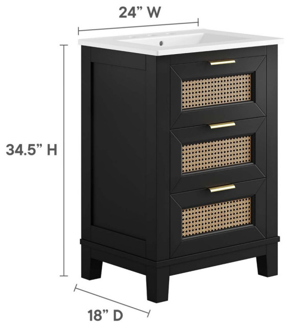 Dixie 24" Solid Wood Bathroom Vanity, Black White - Tropical - Bathroom ... for Dixie 24" Solid Wood Bathroom Vanity Cabinet