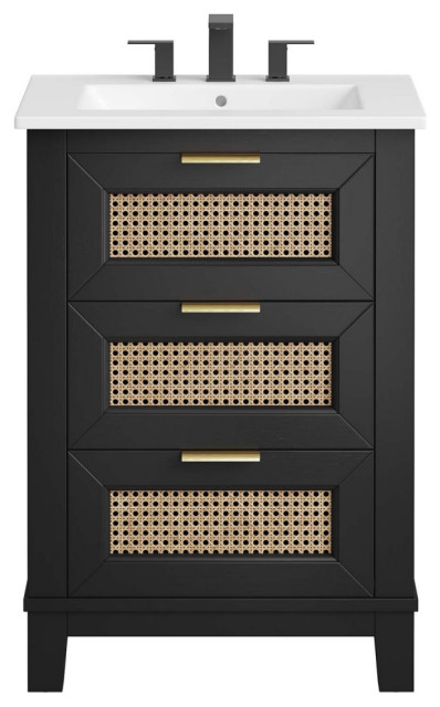 Dixie 24" Solid Wood Bathroom Vanity, Black White - Tropical - Bathroom ... regarding Dixie 24" Solid Wood Bathroom Vanity Cabinet