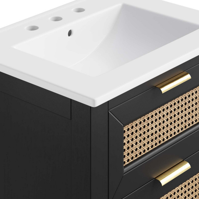 Dixie 24" Solid Wood Bathroom Vanity, Black White - Tropical - Bathroom ... with regard to Dixie 24" Solid Wood Bathroom Vanity Cabinet