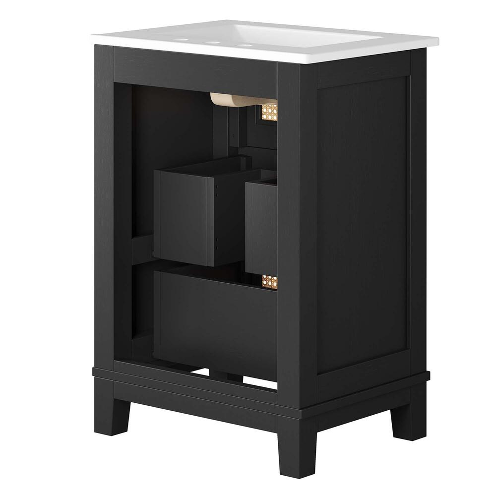 Dixie 24" Solid Wood Bathroom Vanity In Black White - Modern In Designs throughout Dixie 24" Solid Wood Bathroom Vanity Cabinet