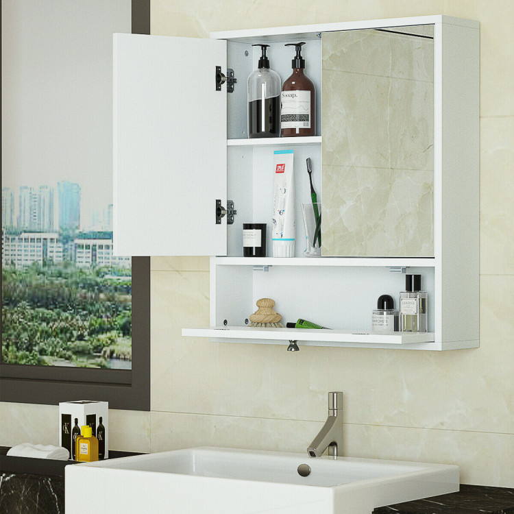 Double Door Wall-Mounted Bathroom Mirrored Medicine Cabinet-White - Costway for Exploring the Artisan Craftsmanship of Roma Mirrored Medicine Cabinet White