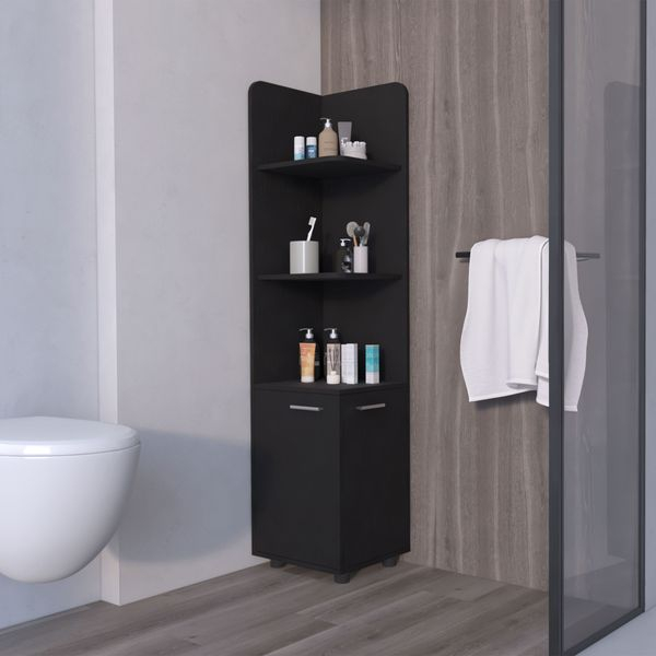Dropship Sunriver Corner Shelf With Cabinet, 3-Tier Shelf, Metal ... for Sunriver Corner Shelf