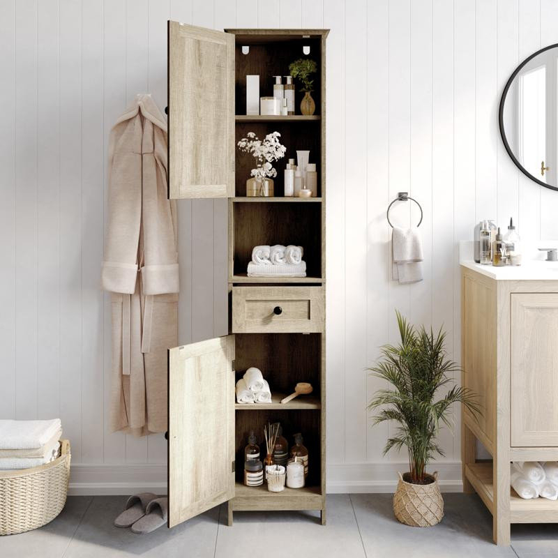 Dune Freestanding Bathroom Linen Tower Storage Cabinet - Farmhouse ... with Farmhouse bathroom organization tips that actually work in small spaces