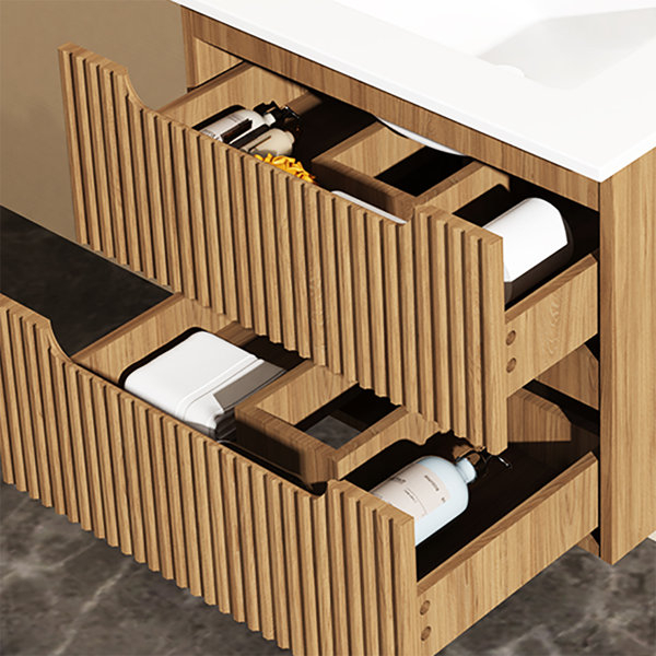 Ebern Designs Modern Wall-Mounted Floating Bathroom Cabinet (Cabinet ... regarding Designing with Space: The Art of Wall-Mounted Floating Bathroom Vanity Side Cabinets
