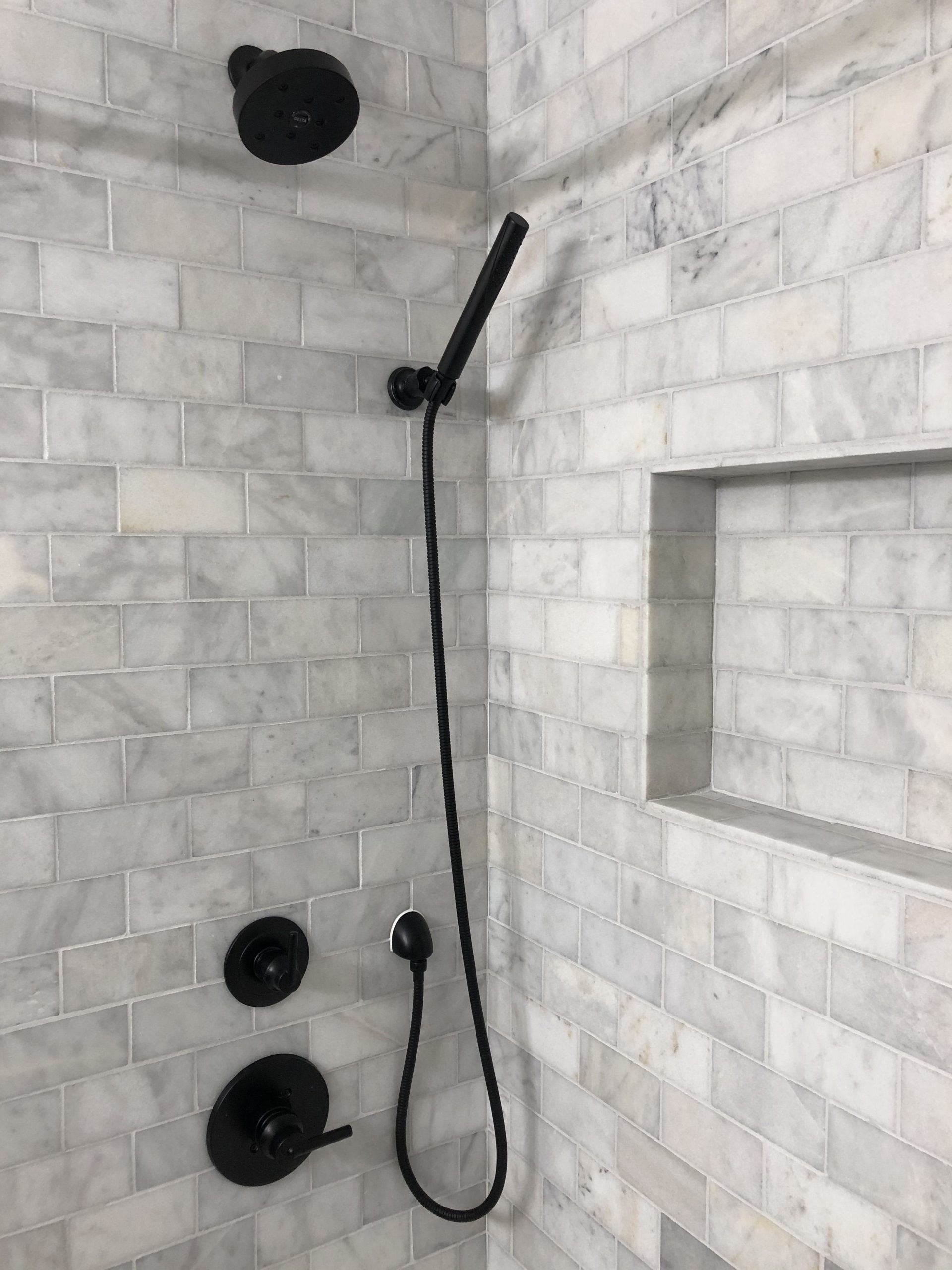 Elegant Matte Black Shower Fixtures intended for How Matte Black Stone Shelves Transform Bathroom Design