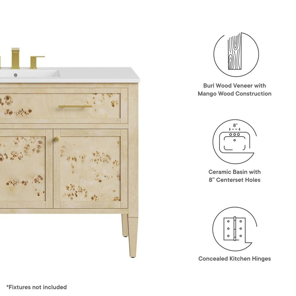 Elysian 48" Wood Single Sink Bathroom Vanity In White Burl - Modern In ... inside Choosing the Right Elysian 48 Wood Bathroom Vanity Cabinet for Your Space