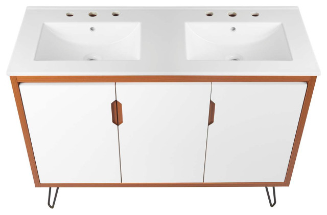Energize 48" Double Sink Bathroom Vanity, Cherry White White ... regarding Understanding the Benefits of Energize 48 Bathroom Vanity Cabinet Design
