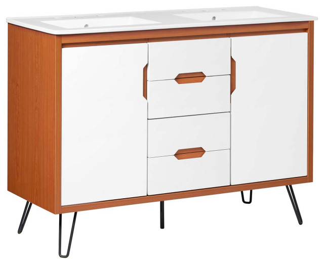 Energize 48" Double Sink Bathroom Vanity - Midcentury - Bathroom ... inside Energize 48" Bathroom Vanity Cabinet