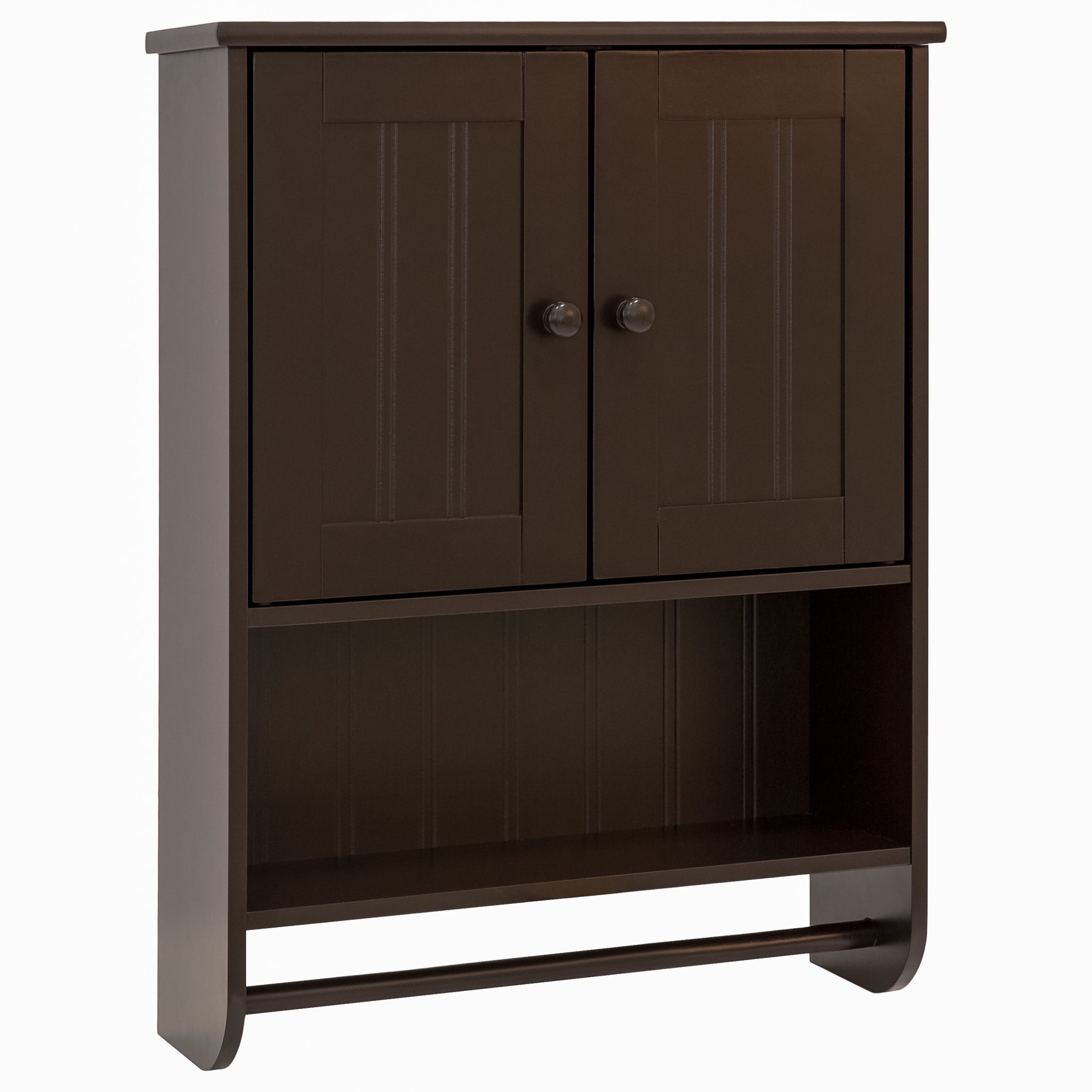 Espresso Bathroom Wall Cabinet With Towel Bar | Cabinets Matttroy for Expert insights on optimizing bathroom organization with wall-mounted units