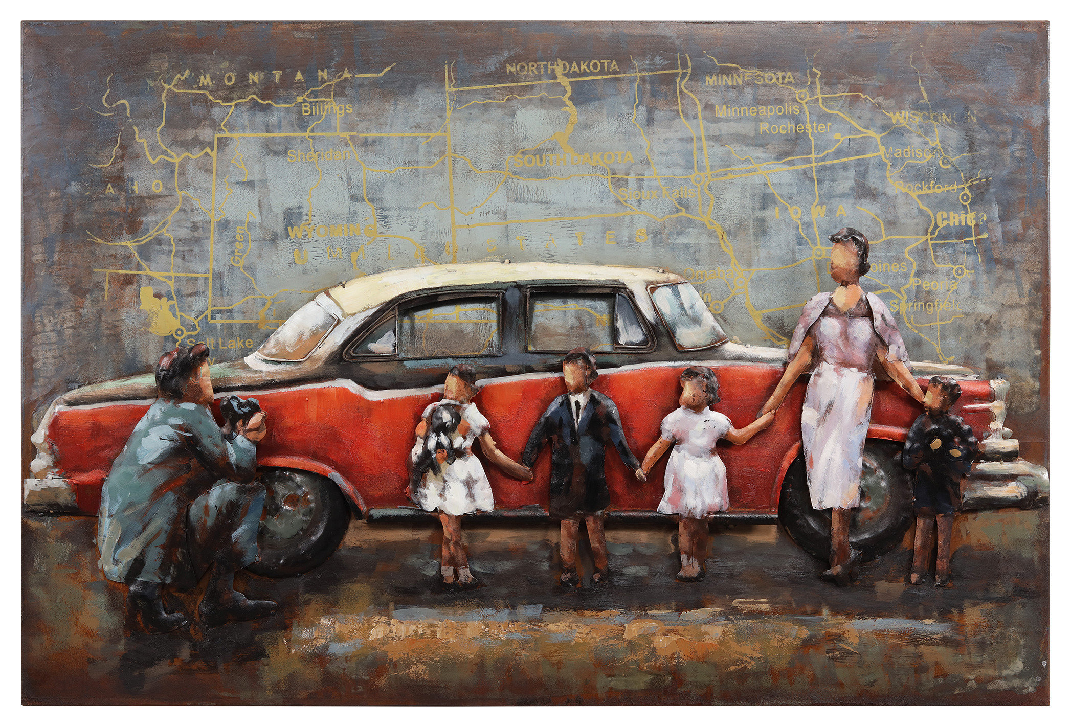 "Family Portrait" Mixed Media Iron Hand Painted Dimensional Wall Art ... with regard to Exploring the Artistic Journey of Family Portrait Mixed Media Iron Wall Art