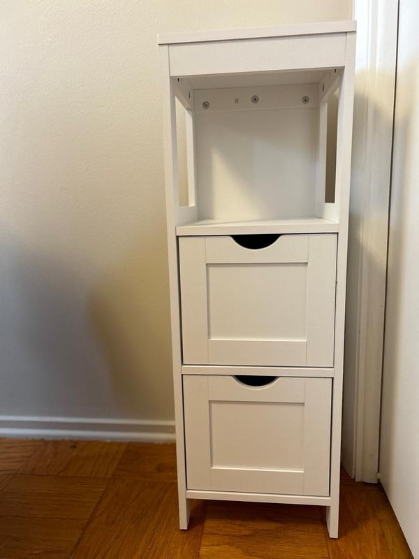 Flash Furniture Dune Farmhouse Bathroom Storage Organizer With Two ... inside Dune Farmhouse Bathroom Storage Organizer, White