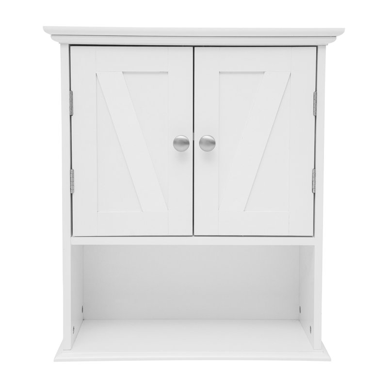 Flash Furniture Dune Farmhouse Wall Mount Medicine Cabinet With ... with Dune Farmhouse Bathroom Storage Organizer, White