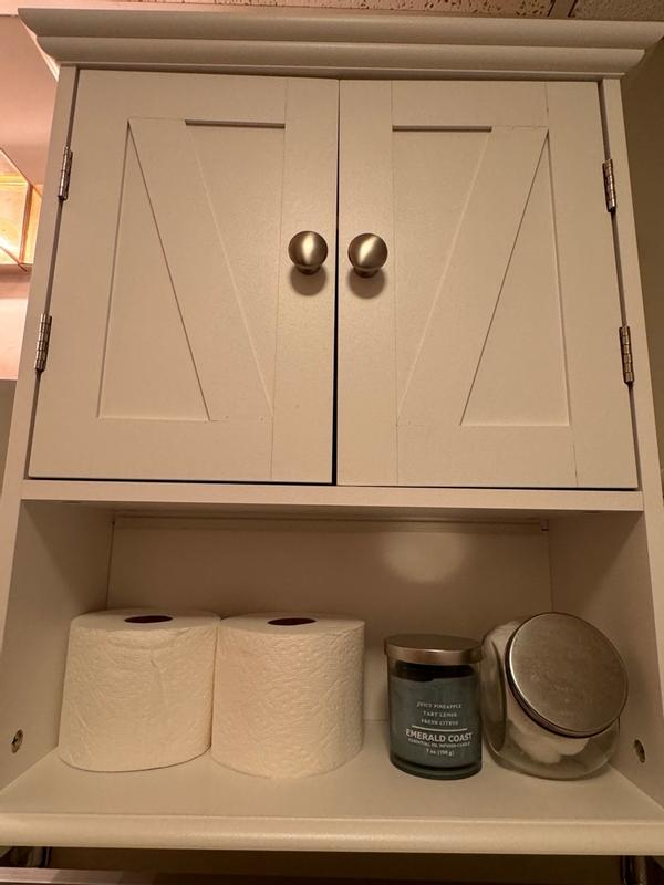 Flash Furniture Dune Farmhouse Wall Mounted Bathroom Medicine Cabinet ... with Farmhouse bathroom organization tips that actually work in small spaces