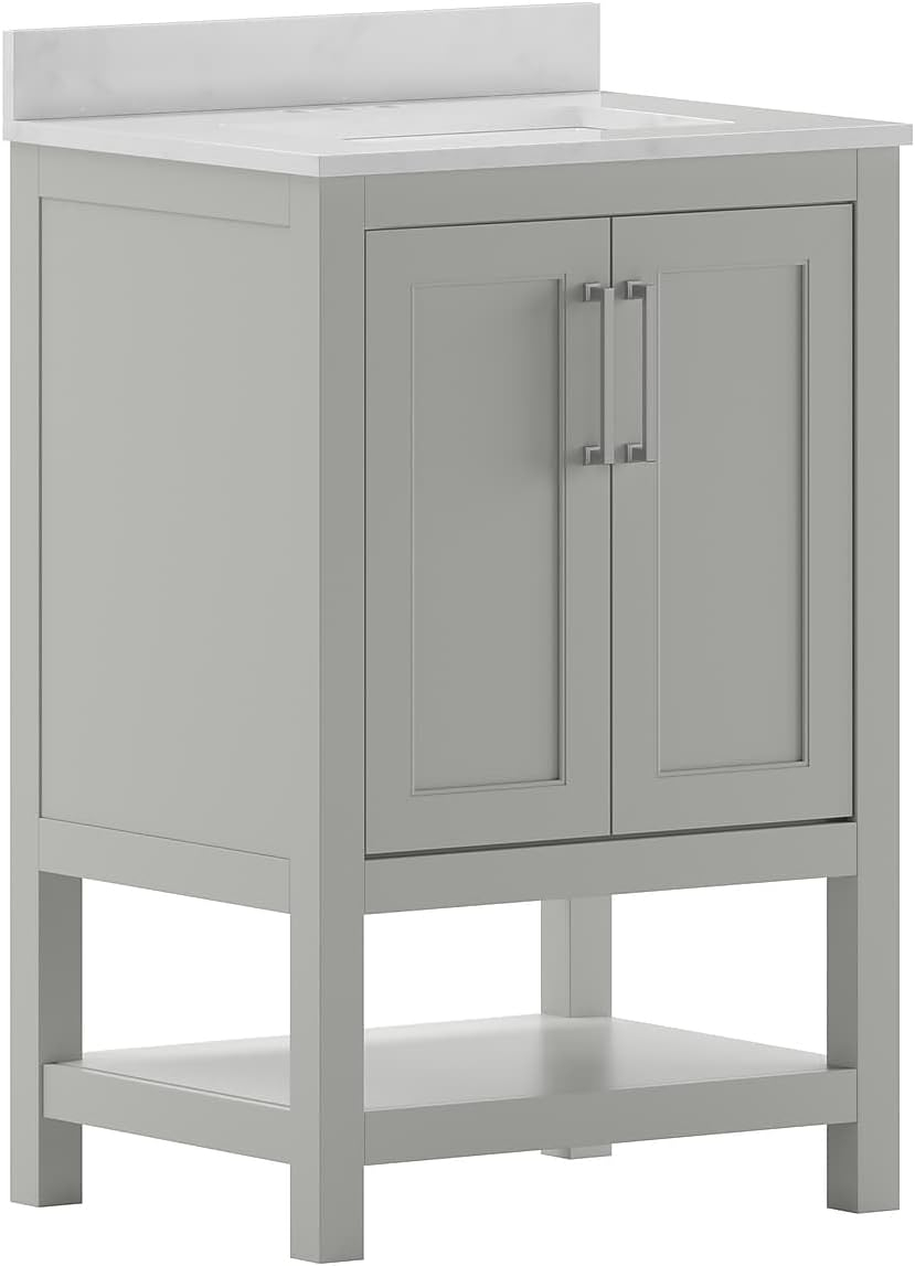 Flash Furniture Vega 24 Inch Bathroom Vanity With Sink Combo, Storage ... regarding Vega Bathroom Storage Cabinet, Gray
