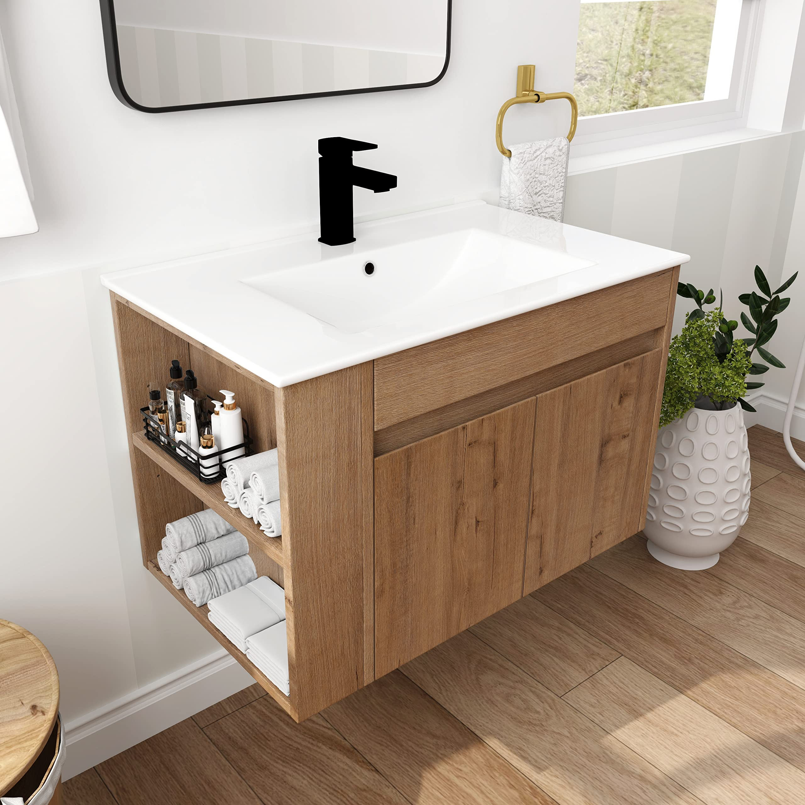 Floating Bathroom Vanity Design with regard to Maximizing Space with Salt 18Dx30 Floating Vanity Installations