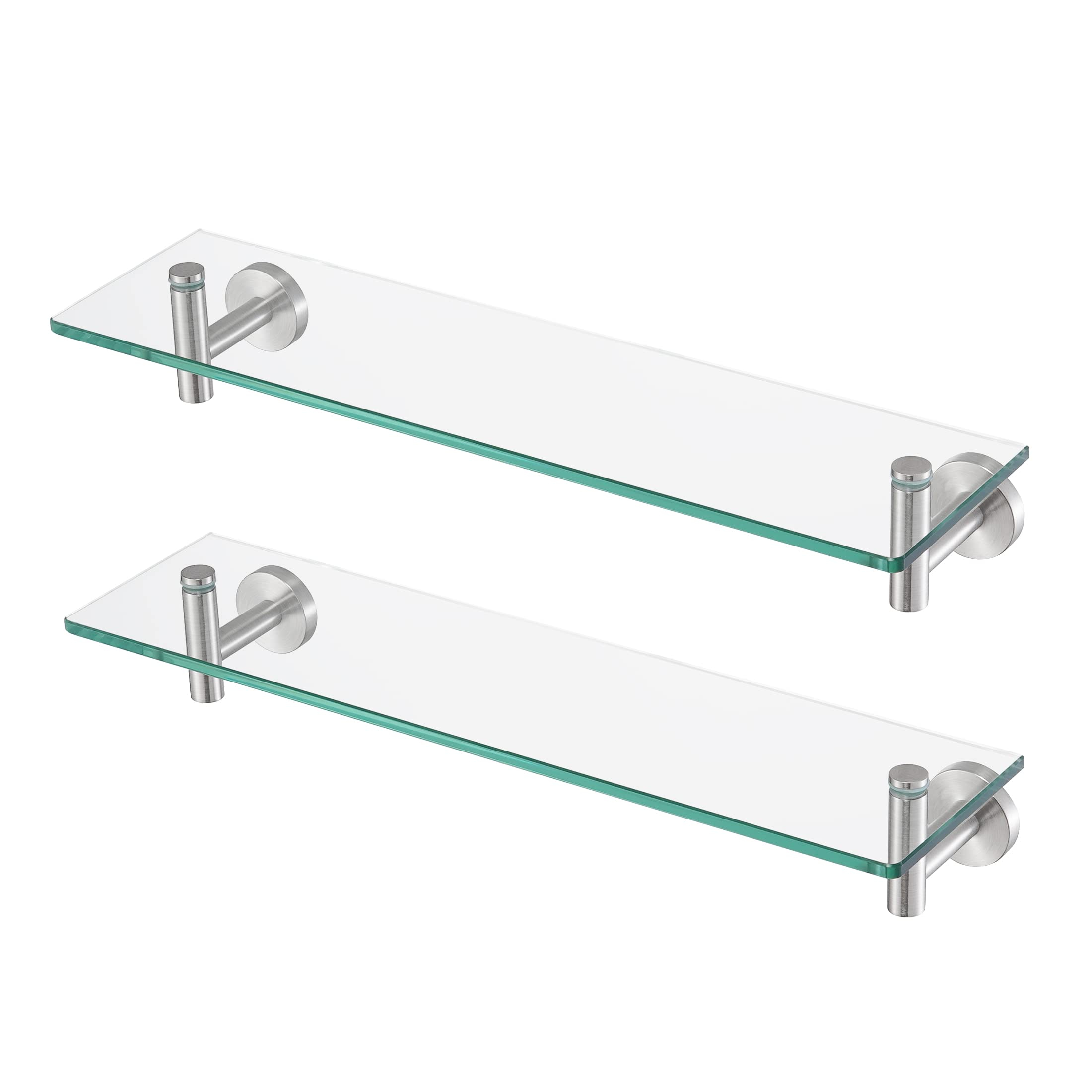 Floating Glass Shelf Brackets with regard to Enzo Contemporary Stainless Steel Glass Vanity Shelf, Chrome