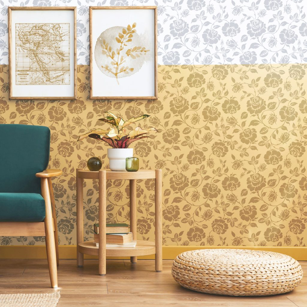 Flower Stencil Pattern,Floral Stencil For Painting On Walls with Stamp, Stencil, Paste: Try A New Pattern On A Wall