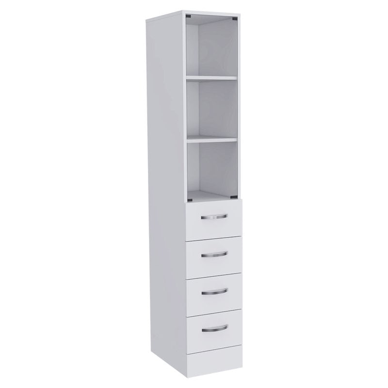 Fm Furniture Preston Wood Linen Cabinet With 3 Shelves & 3-Drawer In ... within How to Choose the Perfect Preston Linen Cabinet for Your Home