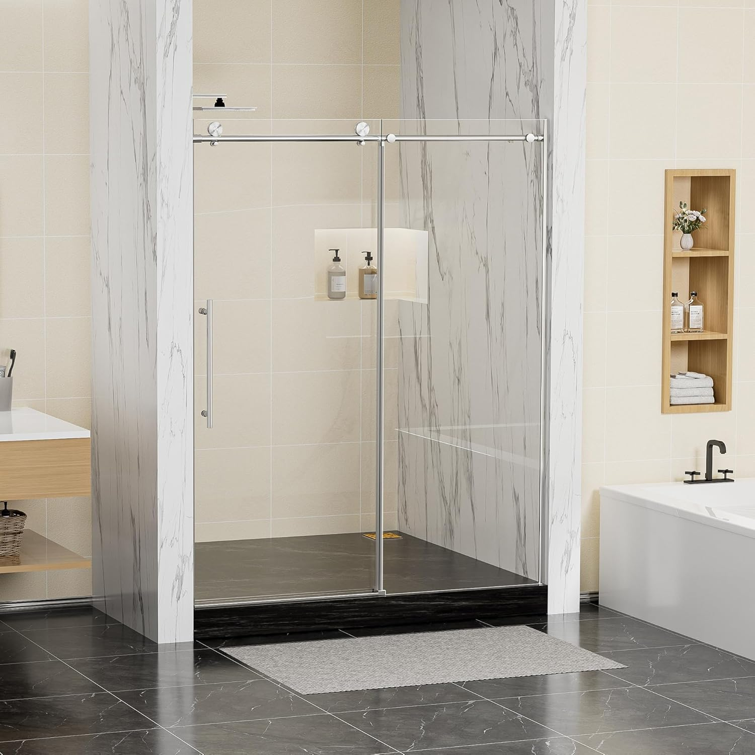 Frameless Sliding Shower Door 56-60 In W X 75 In H,Frameless Shower ... with Understanding the Benefits of Aeri Rectangular Non-Sliding Door Systems