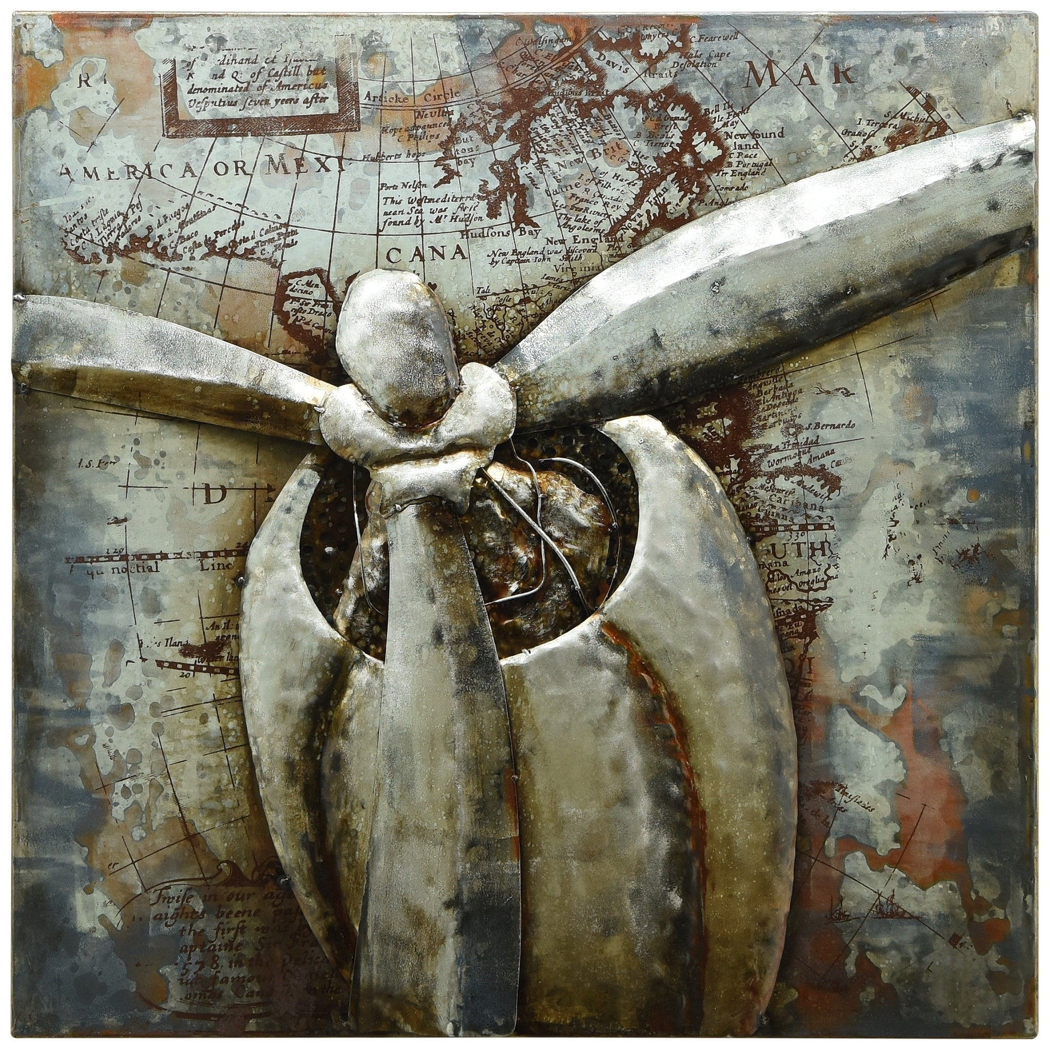 Free Shipping! Empire Art "Retro Airplane 1" Mixed Media Iron Hand ... throughout Exploring the Artistic Journey of Family Portrait Mixed Media Iron Wall Art