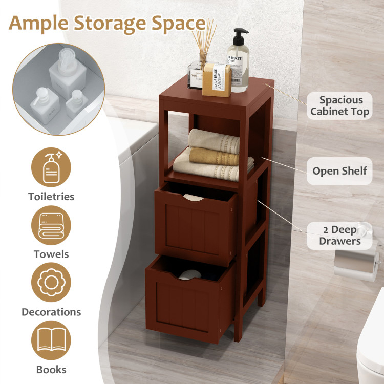Freestanding Storage Cabinet With 2 Removable Drawers For Bathroom ... for Costway Bathroom Floor Cabinet Freestanding Side Storage W/2 Removable Drawers