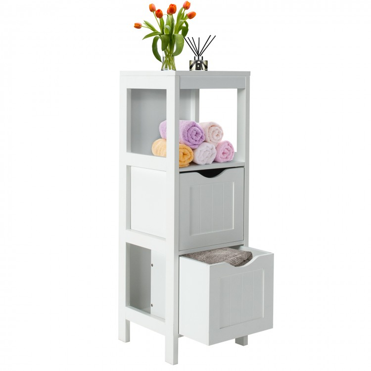 Freestanding Storage Cabinet With 2 Removable Drawers For Bathroom ... throughout Costway Bathroom Floor Cabinet Freestanding Side Storage W/2 Removable Drawers