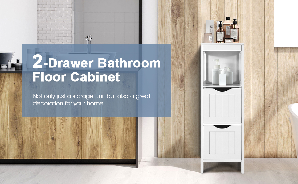 Freestanding Storage Cabinet With 2 Removable Drawers For Bathroom ... with Costway Bathroom Floor Cabinet Freestanding Side Storage W/2 Removable Drawers