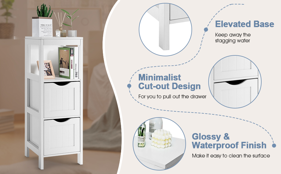 Freestanding Storage Cabinet With 2 Removable Drawers For Bathroom ... with regard to Costway Bathroom Floor Cabinet Freestanding Side Storage W/2 Removable Drawers