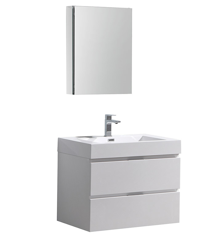 Fresca Bath - Bathroom Vanities & Bathroom Furniture within Fresca Fcb8330Wh Valencia 30" Glossy White Wall Hung Modern Bathroom Cabinet
