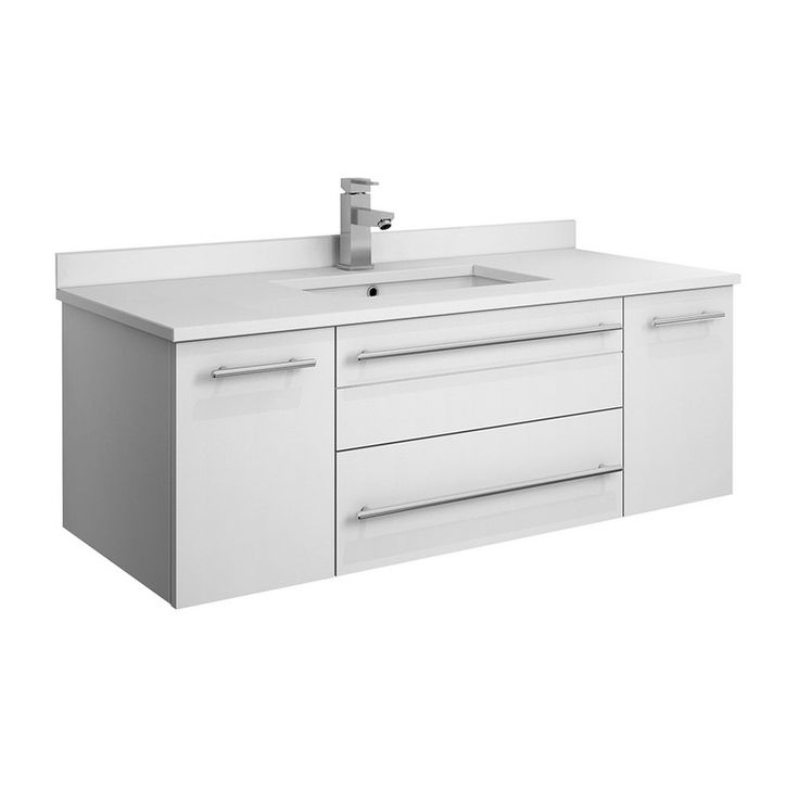 Fresca Fcb6142Wh-Uns-Cwh-U Lucera 42 Inch White Wall Hung Modern ... within Fresca Fcb6142Wh-Uns Lucera 42" White Wall Hung Undermount Sink Bathroom Cabinet