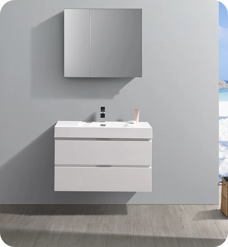 Fresca Fcb8336Wh Valencia 36" Glossy White Wall Hung Modern Bathroom ... within Fresca Fcb8330Wh Valencia 30" Glossy White Wall Hung Modern Bathroom Cabinet