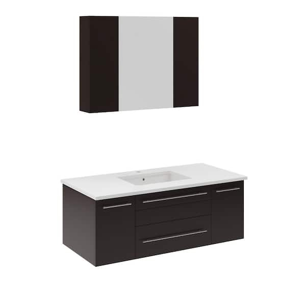 Fresca Lucera 42 In. Single Sink Wall Mount Espresso Bath Vanity With ... in Fresca Fcb6142Wh-Uns Lucera 42" White Wall Hung Undermount Sink Bathroom Cabinet