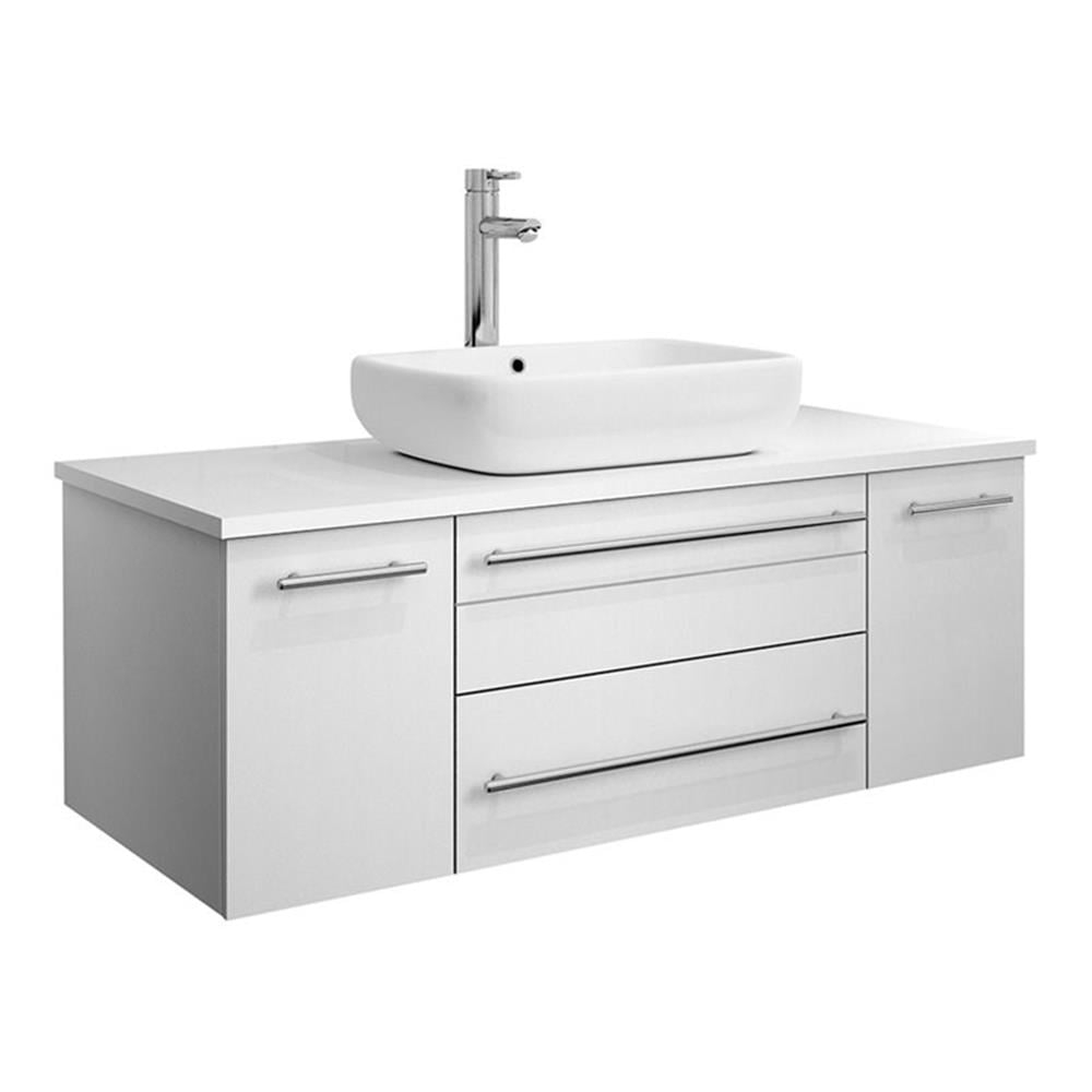 Fresca Lucera 42" Wall Hung Modern Solid Wood Bathroom Cabinet In White ... with Understanding the Lucera Series Bathroom Cabinet Design Philosophy