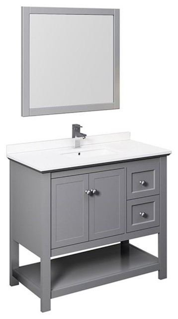 Fresca Manchester 42" Traditional Wood Bathroom Vanity With Mirror In ... in Exploring the Features That Make the Fresca FCB2348GR a Popular Choice