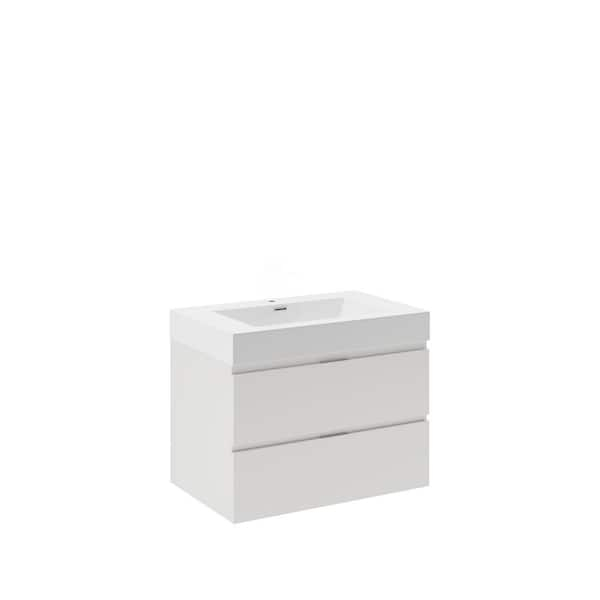 Fresca Valencia 30 In. W Wall Hung Bathroom Vanity In Glossy White With ... in Modern Storage Solutions: How the Valencia Cabinet Transforms Small Bathroom Spaces