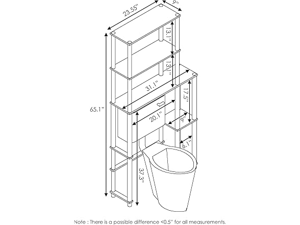 Furinno Turn-N-Tube Over The Toilet Storage in Turn-N-Tube Toilet Space Saver
