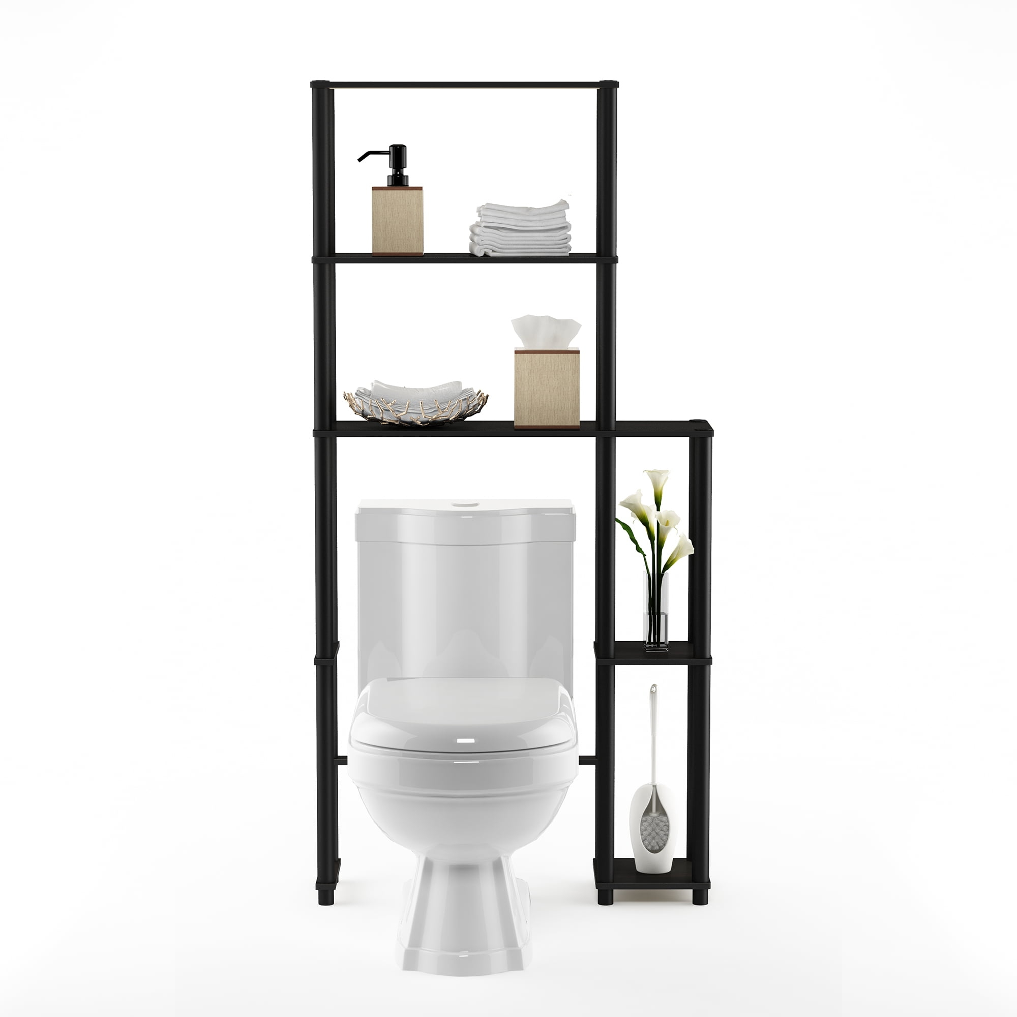Furinno Turn-N-Tube Toilet Space Saver With 5 Shelves, Espresso/Black ... throughout Creating Comfortable Toilet Spaces in Smallest Bathrooms with Innovative Design