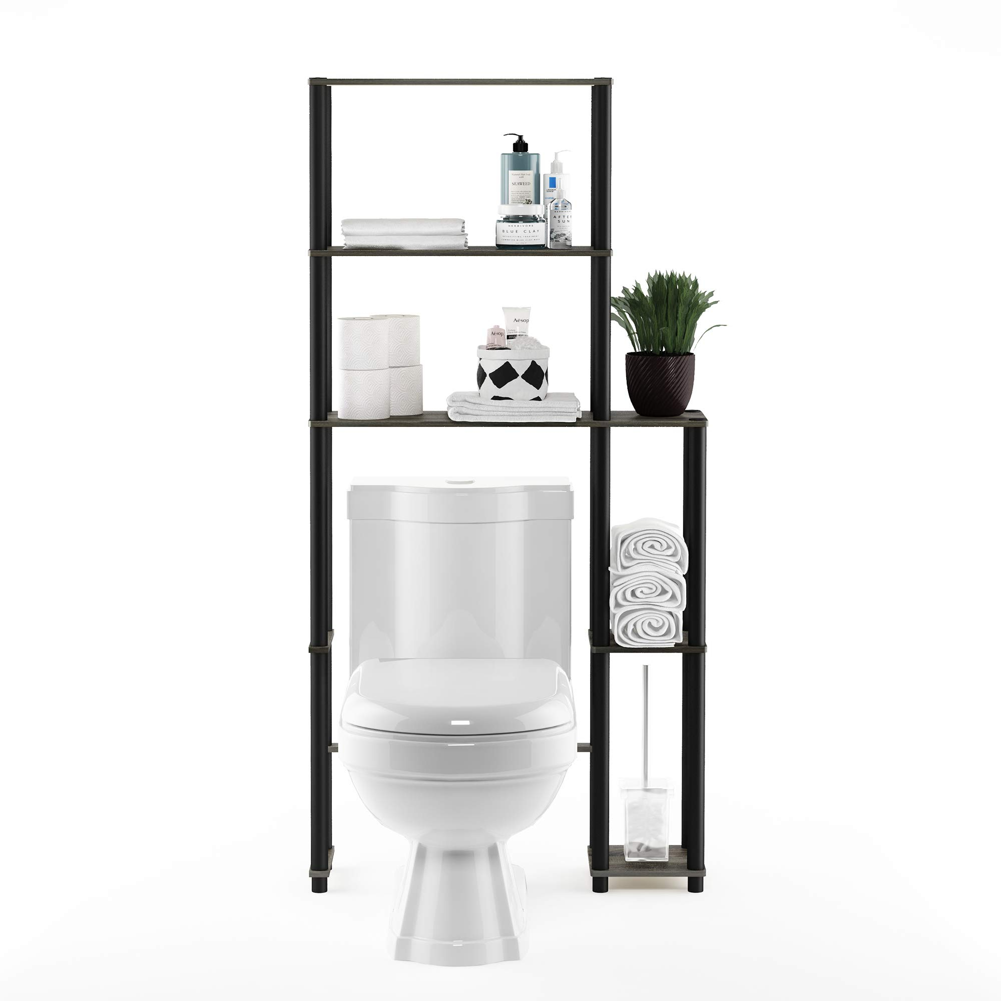 Furinno Turn-N-Tube With 5 Shelves Toilet Space Saver, French Oak Grey ... for Turn-N-Tube Toilet Space Saver