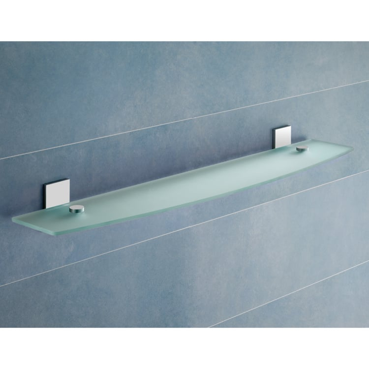 Gedy 7819-60-13 By Nameek's Maine Round Chrome Bathroom Shelf With ... in Ice Frosted Glass Bathroom Shelf