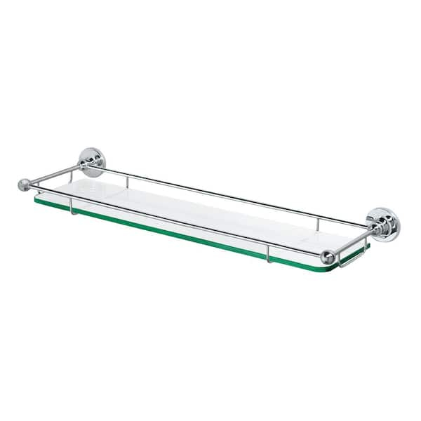 Glass Bathroom Shelf With Chrome Rail – Semis Online in Enzo Contemporary Stainless Steel Glass Vanity Shelf, Chrome